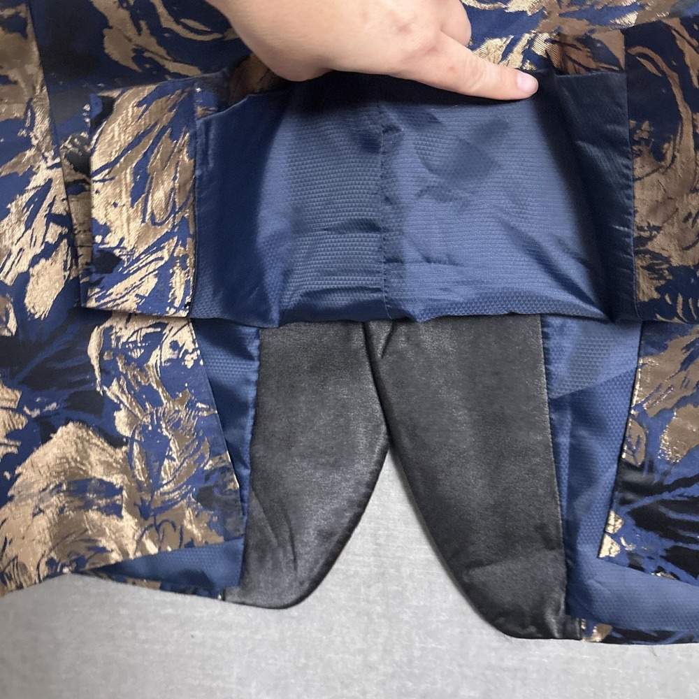 INC Tuxedo Jacket L Slim Fit Blue Gold Floral Shawl Formal 42L Slim - Picture 7 of 11